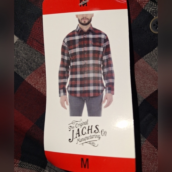 Jachs Red and Black Plaid Men's Button-down Shirt In A Size Medium. NWT. - Picture 4 of 10